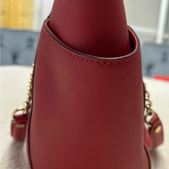 Michael Kors Red Tote Bag with Gold Accents - Picture 5 of 14